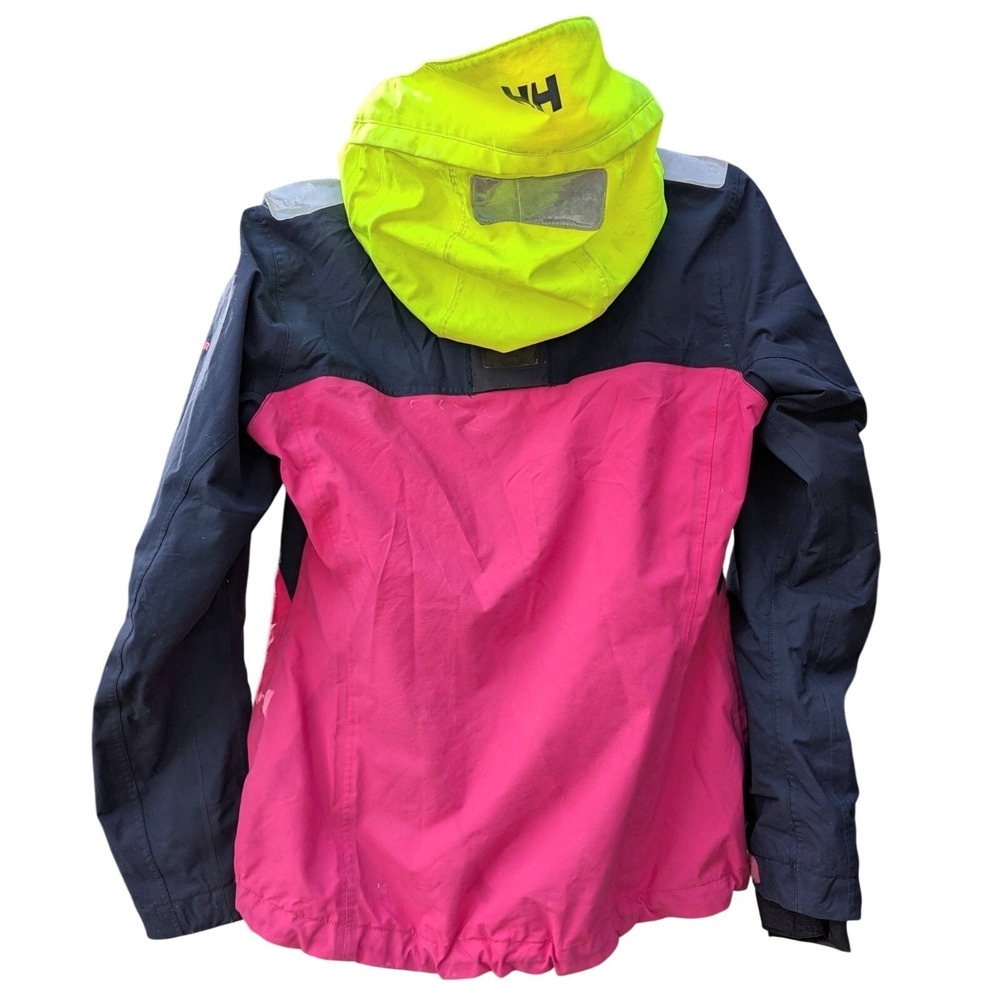 M Helly Hansen Sailing Boat Jacket Women Black Neon SOLAS Hi-Vis Rain | 39" Bust